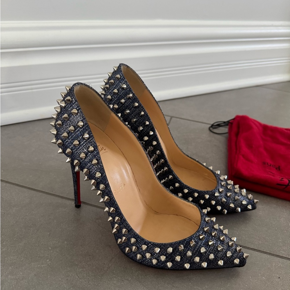 Christian Louboutin Pigalle Follies Denim Spiked